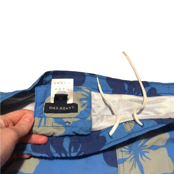 Lands' End Printed Tropical Lined Swim Trunks Board Short Blue  Men's Size M - Picture 6 of 10